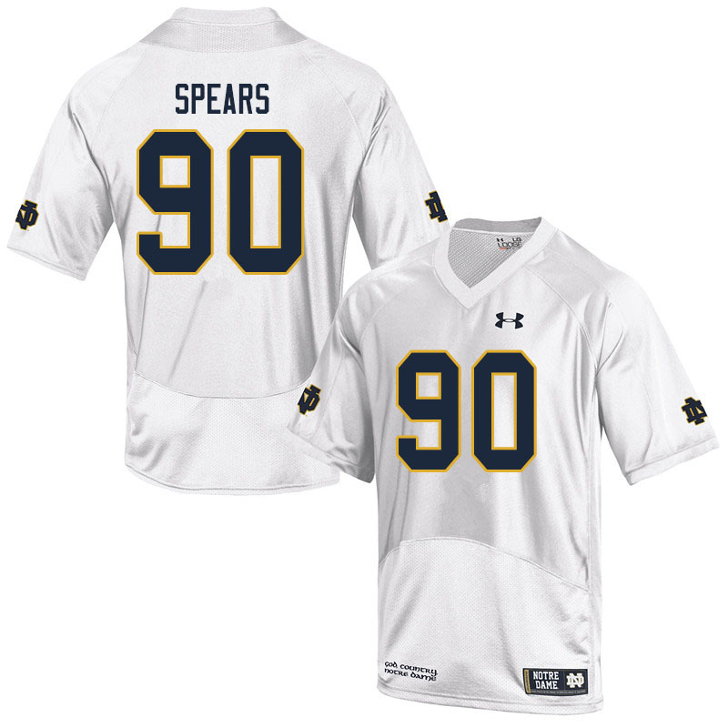 Men #90 Hunter Spears Notre Dame Fighting Irish College Football Jerseys Sale-White